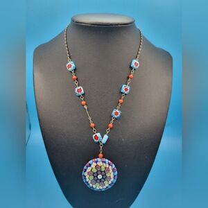 Vintage Bellagio crystals USA maliflori Colorful Silver tone Choker Necklace